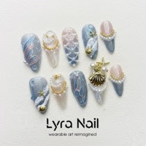 [VC-008]Mermaid Ocean 3D Press-On Nails|100% Handmade Mermaid Ocean 3D Press-On Nails | Salon Quality, 7-10 Day Shipping