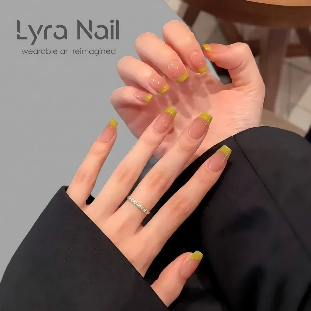 [CC-008]Handmade French Style Short Green Press On Nails|Summer Simple Hand-painted Wearable Fake Nails| Skin-flattering
