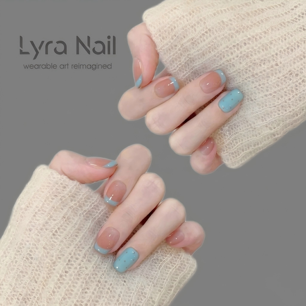 [CC-003]Cold Autumn | Milk Frosty Milk White French Polka Dot Short Handmade Press-On Nails| False Nails Full Cove