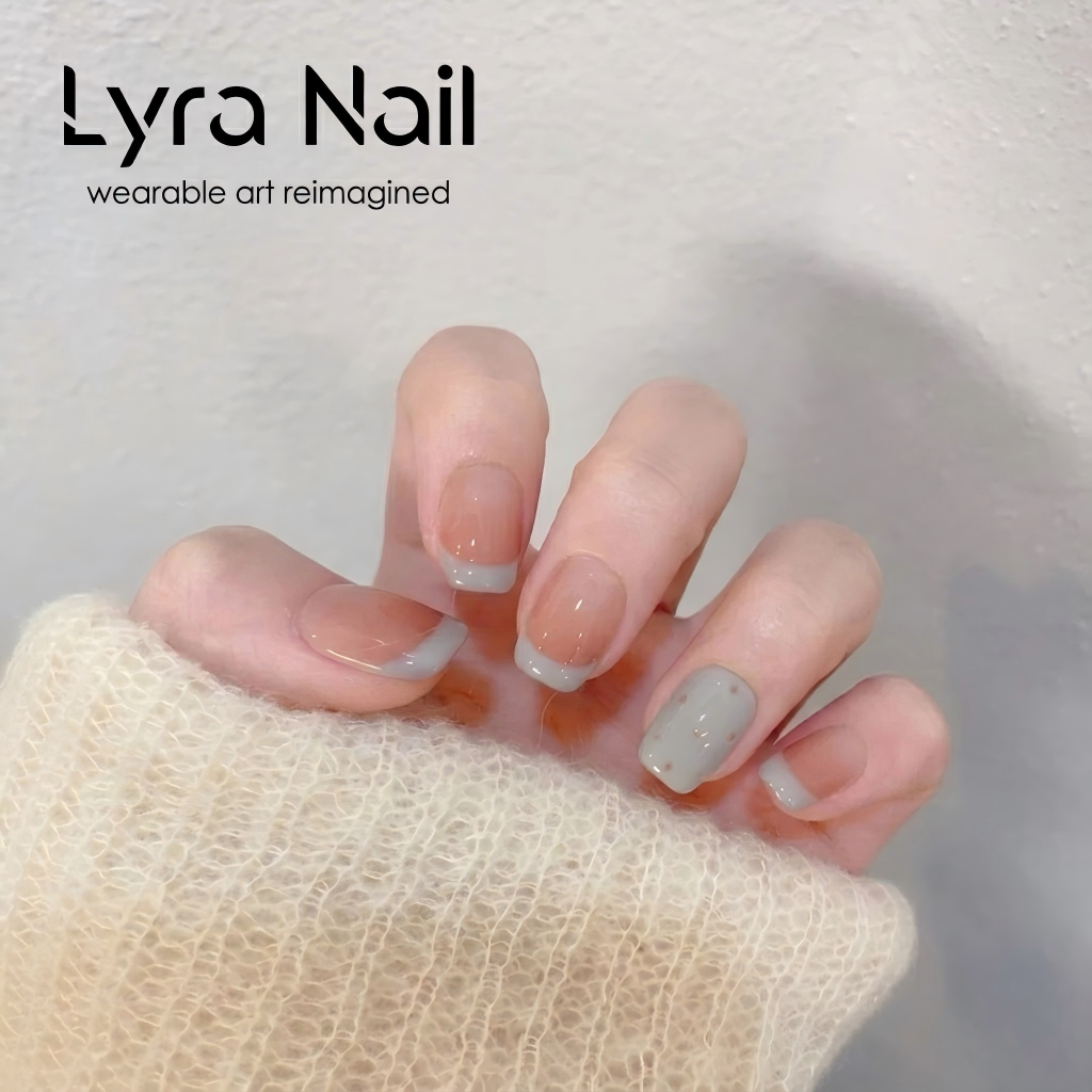 [CC-003]Cold Autumn | Milk Frosty Milk White French Polka Dot Short Handmade Press-On Nails| False Nails Full Cove