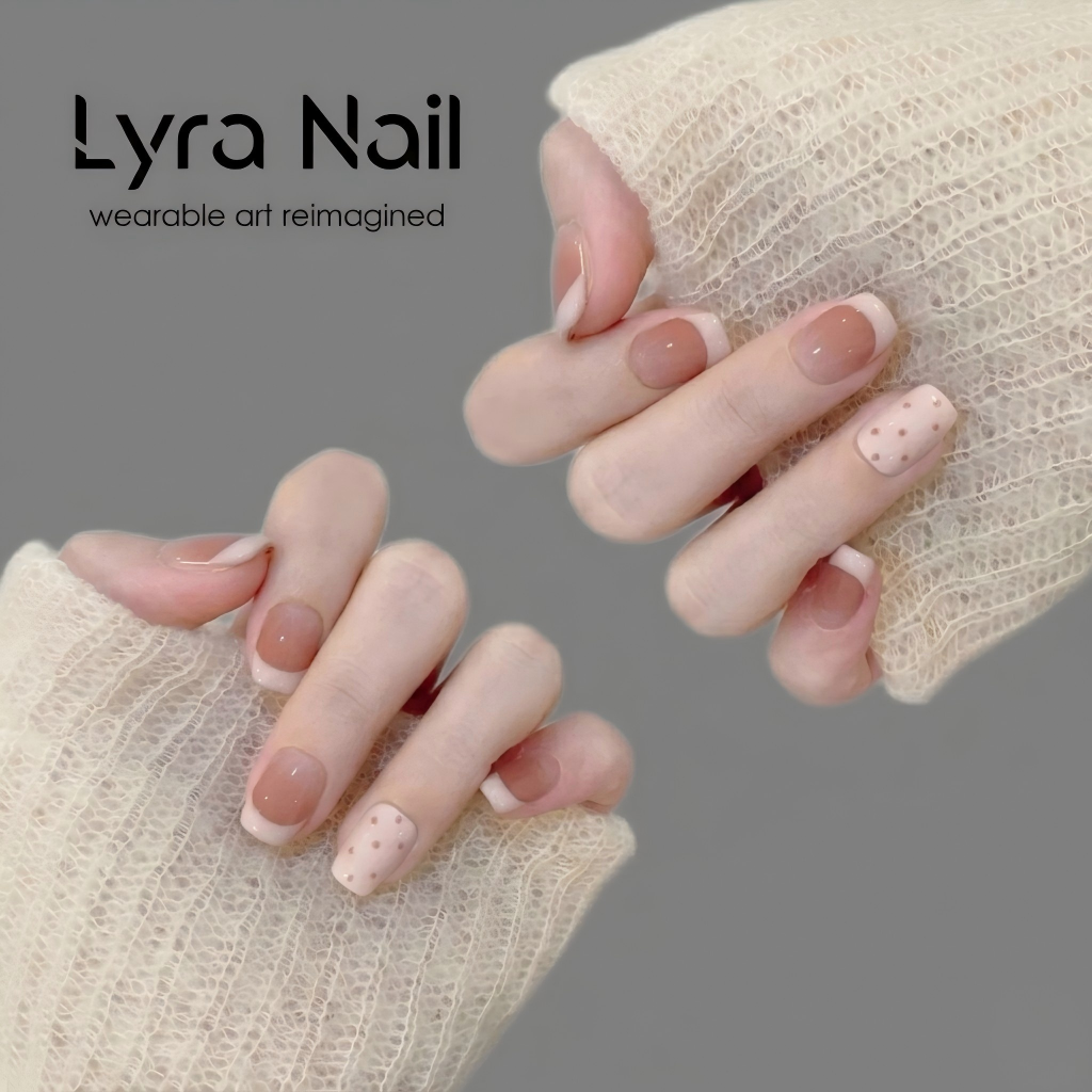 [CC-003]Cold Autumn | Milk Frosty Milk White French Polka Dot Short Handmade Press-On Nails| False Nails Full Cove