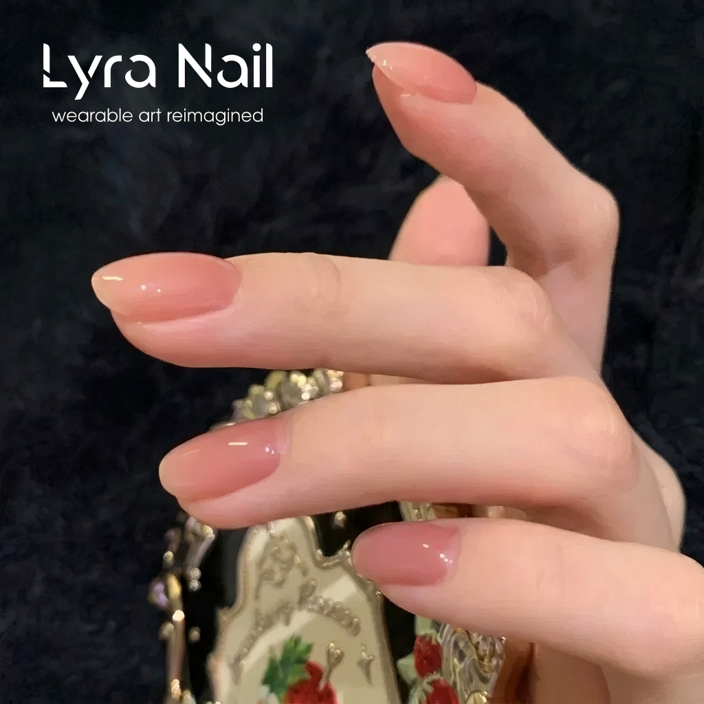 [CC-009]Blush Nude Ombre Almond Press-On Nails | Reusable Glossy Fake Nails with Shimmer | Natural French Manicure for Daily & Bridal Wear