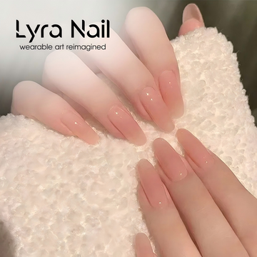 [CC-009]Blush Nude Ombre Almond Press-On Nails | Reusable Glossy Fake Nails with Shimmer | Natural French Manicure for Daily & Bridal Wear