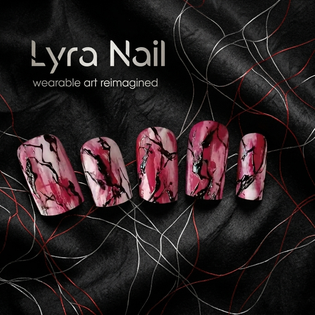 [AC-027]Bloody Rose Garden | Artisan Handmade Press On Nails | Gothic Blood-Red Ombre with Dark Thorn Silhouettes | Salon Quality, 7-10 Day Shipping