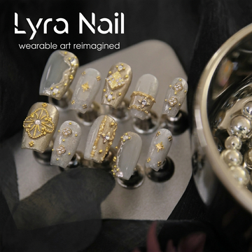 [AC-047]Platinum Empress | Artisan Handmade Press On Nails | Pure White & Platinum Chrome with Regal Diamond Clusters | Salon Quality, 7-10 Day Shipping